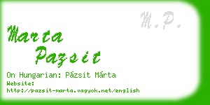 marta pazsit business card